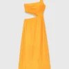Asymmetrisches Kleid aus Leinenmischung
