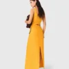 Asymmetrisches Kleid aus Leinenmischung