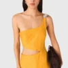 Asymmetrisches Kleid aus Leinenmischung