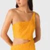 Asymmetrisches Kleid aus Leinenmischung