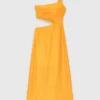 Asymmetrisches Kleid aus Leinenmischung