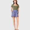 Bestickte gestreifte Baumwollshorts