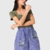 Bestickte gestreifte Baumwollshorts