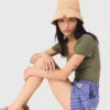 Bestickte gestreifte Baumwollshorts