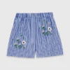 Bestickte gestreifte Baumwollshorts