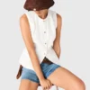 Bestickte Jacke aus Leinenmischung