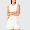 Bestickte Shorts aus Leinenmischung