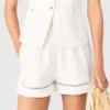 Bestickte Shorts aus Leinenmischung