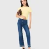 Bootcut-Jeans mit Perlenverzierung