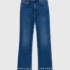 Bootcut-Jeans mit Perlenverzierung