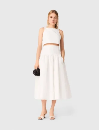 Crop-Top aus Taft mit verziertem Kragen
