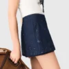 Denim-Skort mit Stickerei und Lagen-Effekt