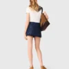 Denim-Skort mit Stickerei und Lagen-Effekt