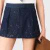 Denim-Skort mit Stickerei und Lagen-Effekt
