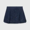 Denim-Skort mit Stickerei und Lagen-Effekt