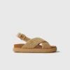 Flache Sandalen in Raffia-Optik