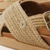 Flache Sandalen in Raffia-Optik
