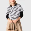 Gestreiftes T-Shirt mit Strassblume
