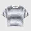 Gestreiftes T-Shirt mit Strassblume