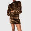 Jacke aus Kunstfell in Leopardenmuster