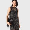 Kleid mit Blumenstickerei und Pailletten