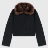 Kurze Jacke mit abnehmbarem Pelzkragen