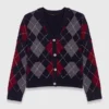 Kurzer Cardigan mit Argyle-Muster
