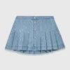 Kurzer Denimrock mit Falten und Strass