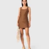 Kurzes Kleid aus Leinenmischung