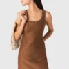 Kurzes Kleid aus Leinenmischung