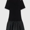 Kurzes Kleid aus Strick und Taft