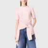 Kurzärmeliger Pullover mit Strasssteinen
