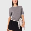 Kurzärmeliger Pullover mit Strasssteinen