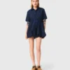 Kurzärmeliges Bubble-Kleid aus Baumwolle