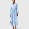 Langes Plisseekleid mit Ösen