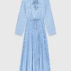 Langes Plisseekleid mit Ösen