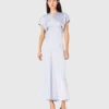 Maxi-Morgenmantel aus Satin, plissierte Taille