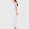 Maxi-Morgenmantel aus Satin, plissierte Taille