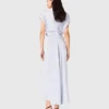 Maxi-Morgenmantel aus Satin, plissierte Taille
