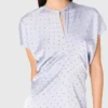 Maxi-Morgenmantel aus Satin, plissierte Taille