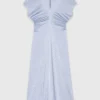 Maxi-Morgenmantel aus Satin, plissierte Taille