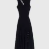 Maxikleid aus geripptem Strick mit Cut-outs