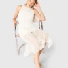 Maxikleid aus Häkelstoff mit Strasssteinen