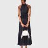 Maxikleid aus plissiertem Satin