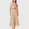 Maxikleid aus Strickstoff mit Strasssteinen
