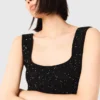 Maxikleid aus Strickstoff mit Strasssteinen