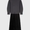 Maxikleid aus zwei Materialien