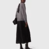 Maxikleid aus zwei Materialien