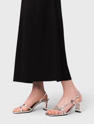 Metallic-Riemchensandalen mit Absatz