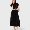 Maxikleid mit Falten und Polokragen